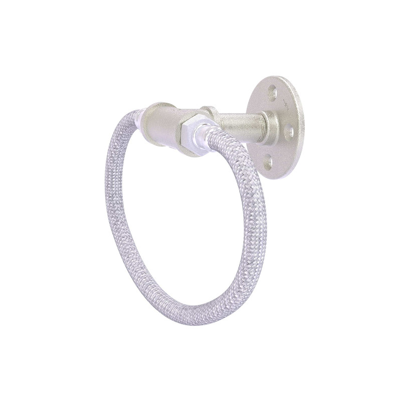 Towel Ring with Stainless Steel Braided Ring, Satin Nickel Finish